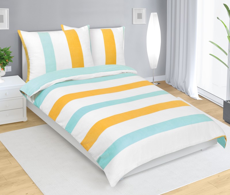 Bellatex Povlečení MIKROFLANEL, Žlutý pruh - 140x200, 70x90 cm