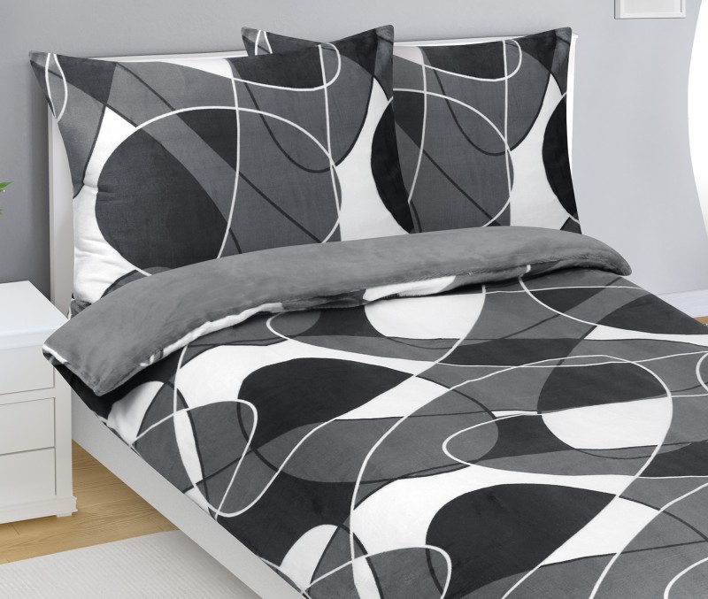 Bellatex Povlečení MIKROFLANEL, Šedá elipsa - 140x200, 70x90 cm