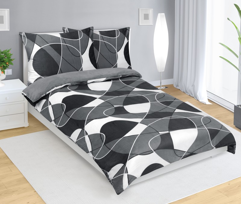Bellatex Povlečení MIKROFLANEL, Šedá elipsa - 140x200, 70x90 cm