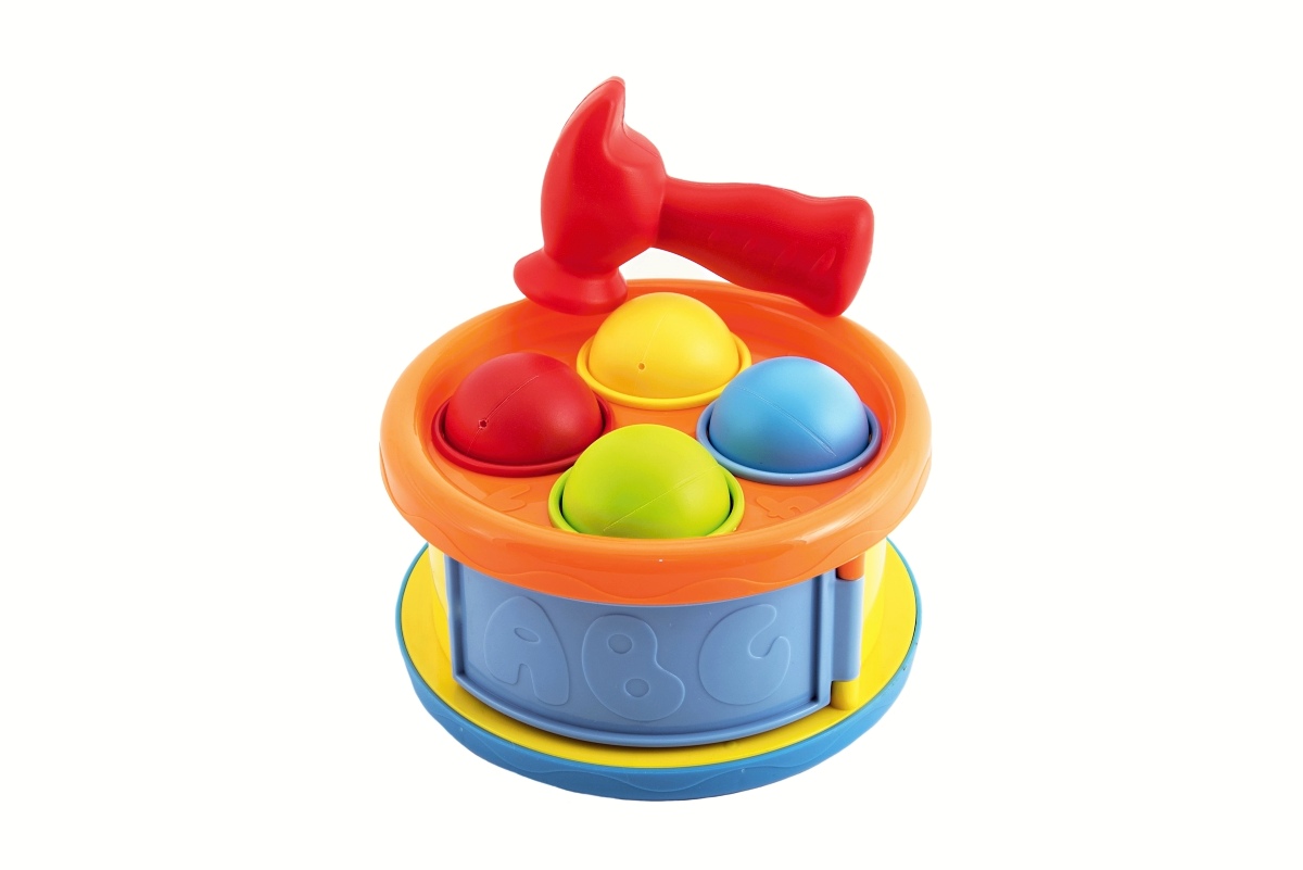 Teddies Zatloukačka a bubínek 2v1 plast s kladívkem