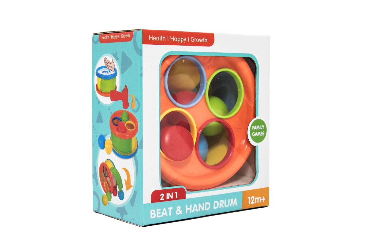 Teddies Zatloukačka a bubínek 2v1 plast s kladívkem