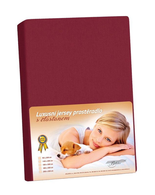 Bellatex Prostěradlo Jersey LUX, Bordové - 200x220 cm