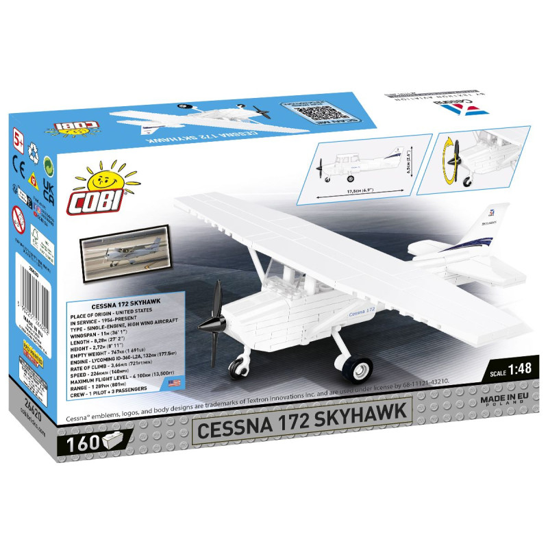 Cessna 172 Skyhawk, bílá, 1:48, 160 kostek