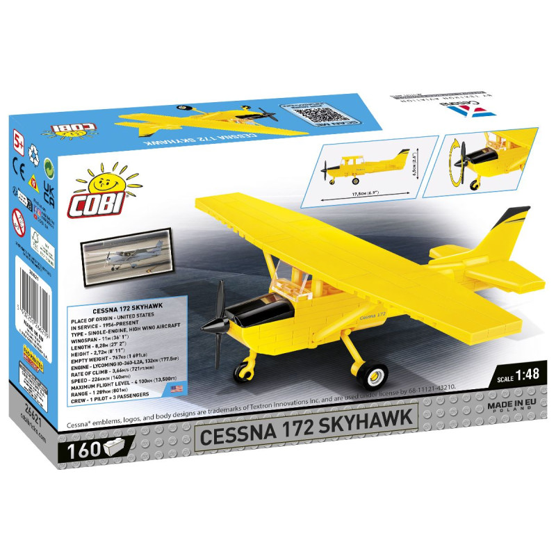 Cessna 172 Skyhawk, žlutá, 1:48, 160 kostek