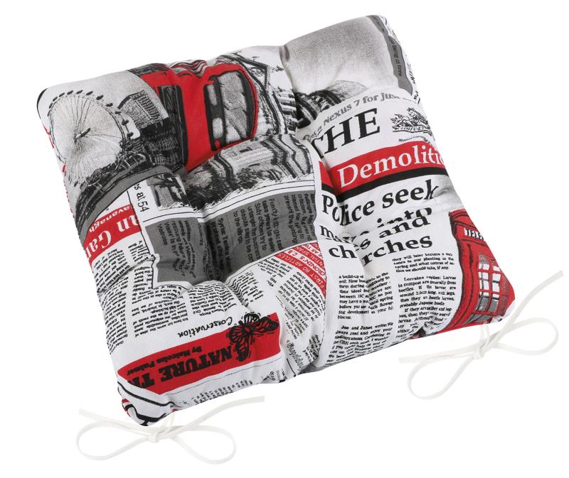 Bellatex Sedák EMA prošívaný, Noviny červené - 40x40cm
