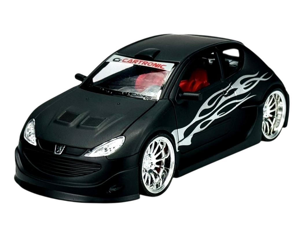 Welly MOQ Peugeot 206 tuning, mat Black 1:24