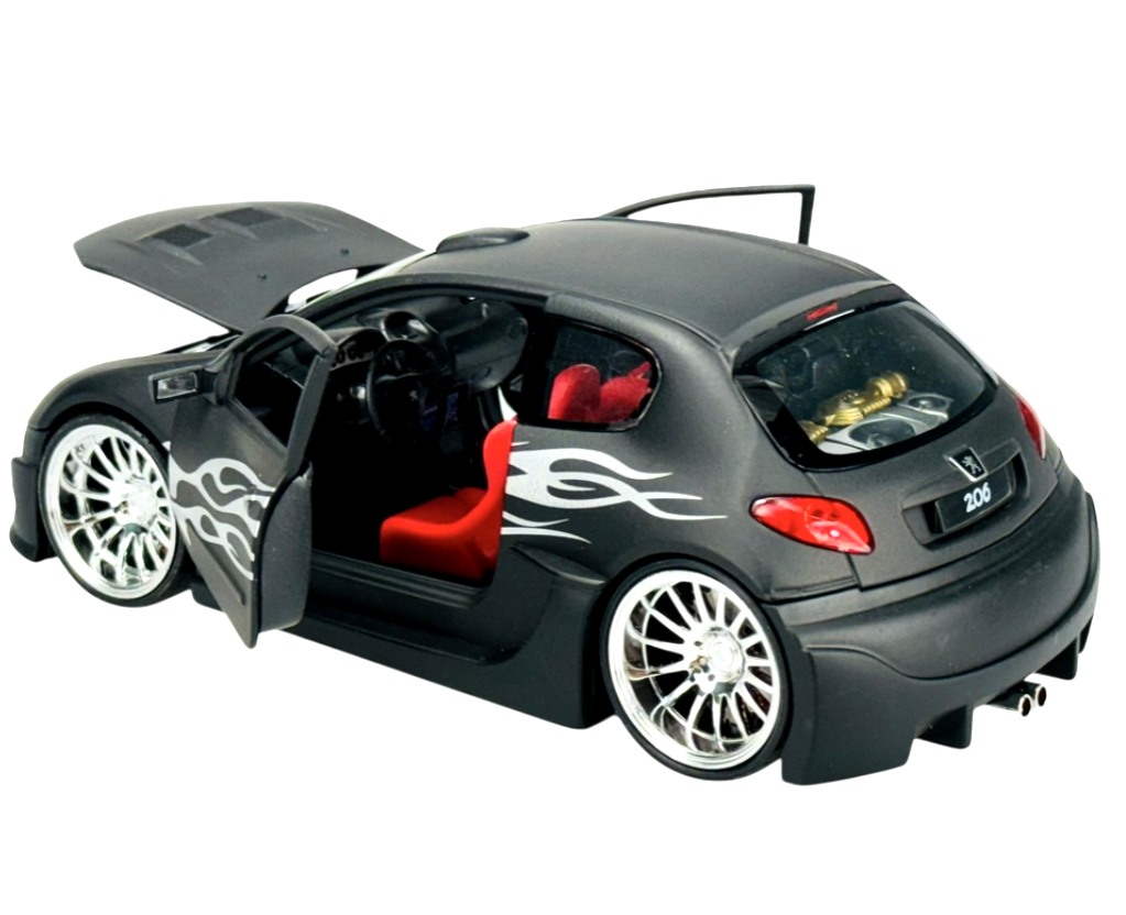 Welly MOQ Peugeot 206 tuning, mat Black 1:24