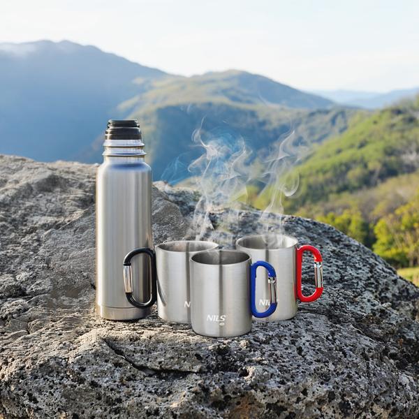 Kempingový hrnek NILS Camp NC17110 s karabinou, 300ml, černý