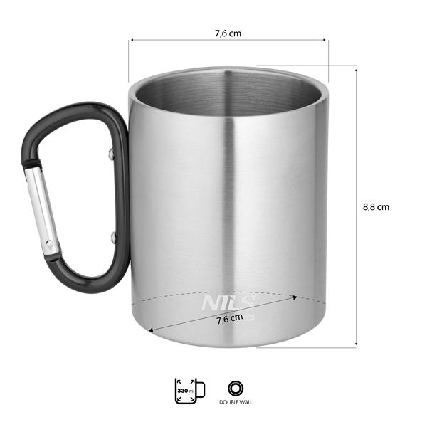 Kempingový hrnek NILS Camp NC17110 s karabinou, 300ml, černý