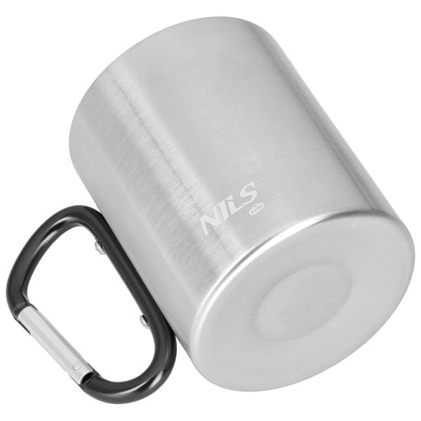 Kempingový hrnek NILS Camp NC17110 s karabinou, 300ml, černý