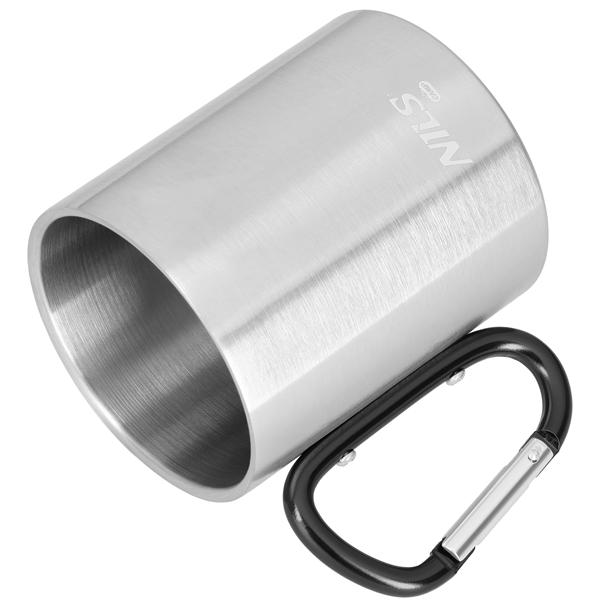 Kempingový hrnek NILS Camp NC17110 s karabinou, 300ml, černý