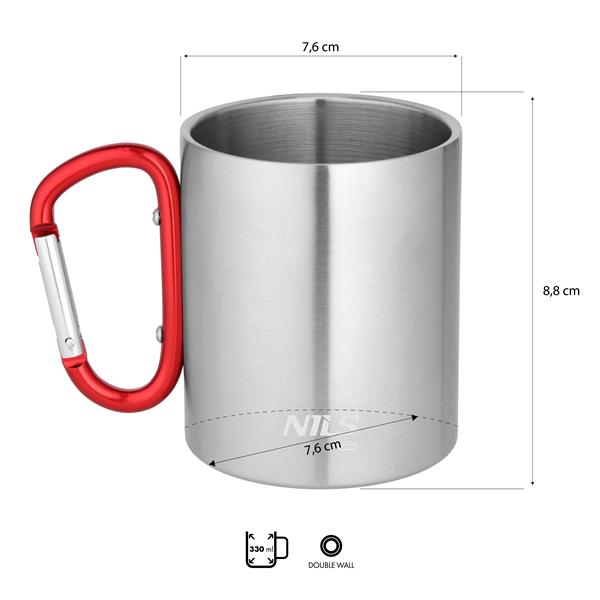 Kempingový hrnek NILS Camp NC17110 s karabinou 300ml, červený