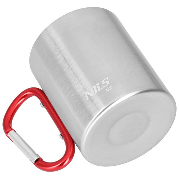 Kempingový hrnek NILS Camp NC17110 s karabinou 300ml, červený