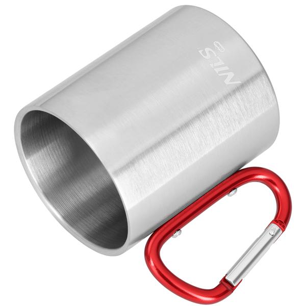 Kempingový hrnek NILS Camp NC17110 s karabinou 300ml, červený