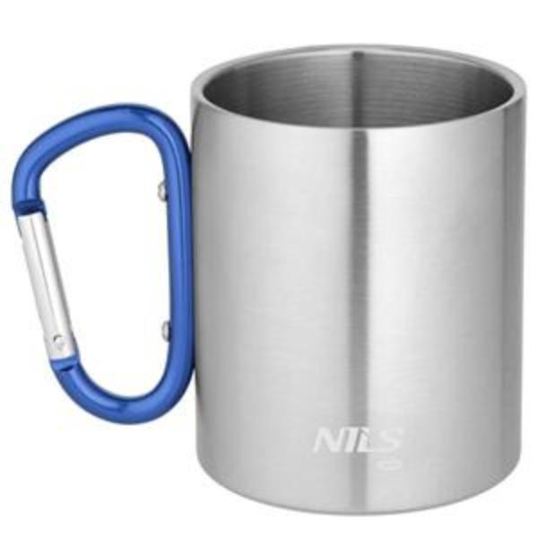 Kempingový hrnek NILS Camp NC17110 s karabinou 300ml, modrý