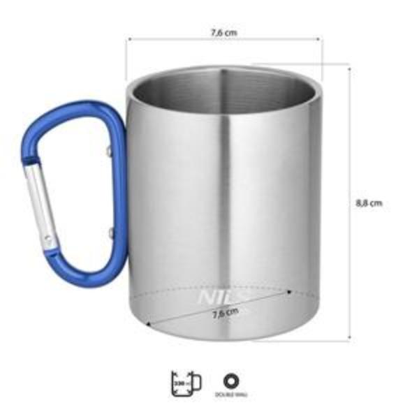 Kempingový hrnek NILS Camp NC17110 s karabinou 300ml, modrý