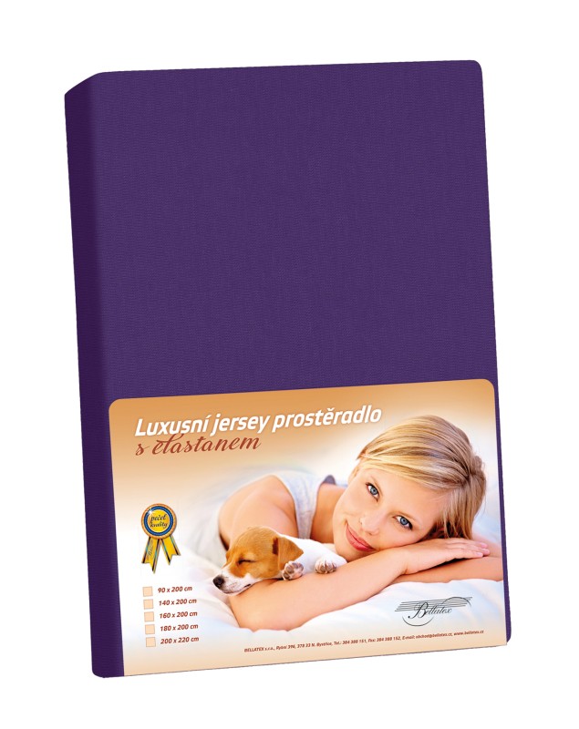 Bellatex Prostěradlo Jersey LUX Švestkové - 140x200 cm