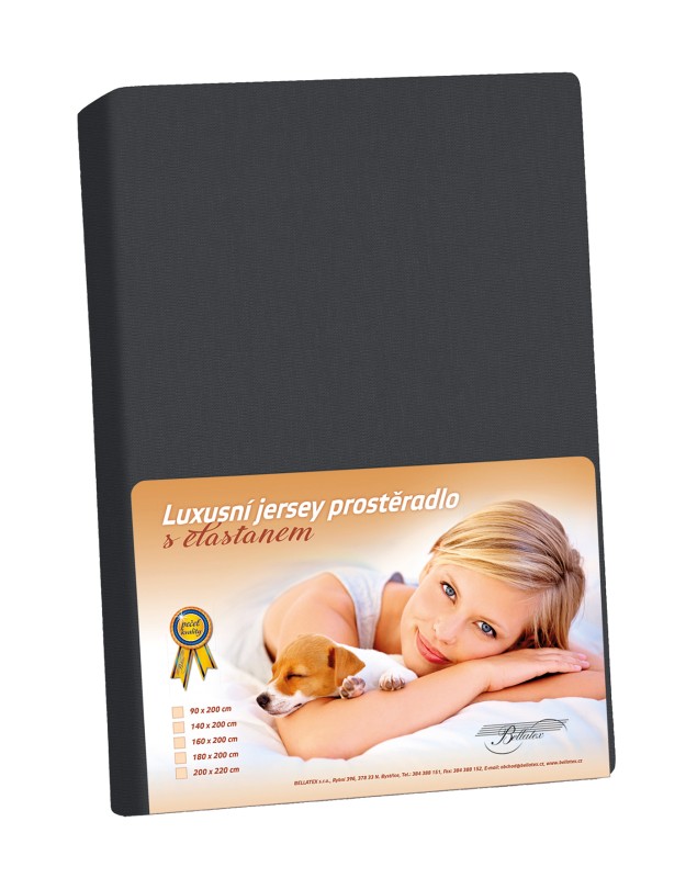 Bellatex Prostěradlo Jersey LUX Černé - 90x200 cm