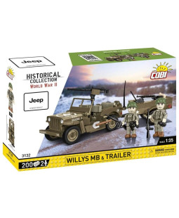 Cobi 3132 II WW Willys MB s přívěsem, 1:35, 200 kostek