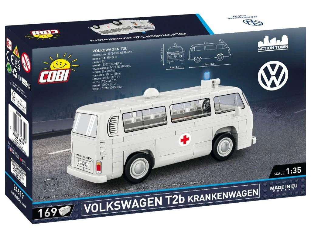 Cobi 24619 Volkswagen T2b Sanitka, 1:35, 169 kostek