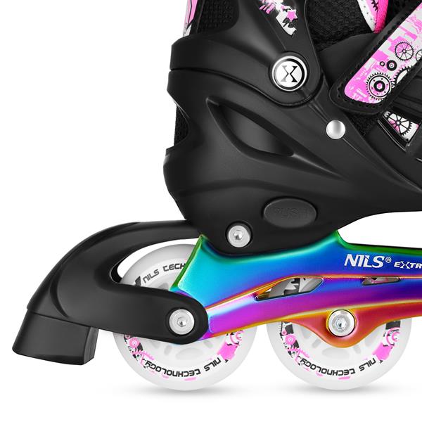 Kolečkové brusle NILS Extreme NH10905.2 4v1 duhové-růžové vel.M (35-38)