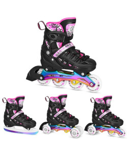 Kolečkové brusle NILS Extreme NH10905.2 4v1 duhové-růžové vel.L (39-42)