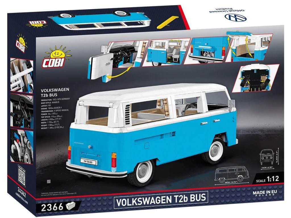 Cobi 24362 Volkswagen Transporter T2b Bus, 1:12, 2366 kostek