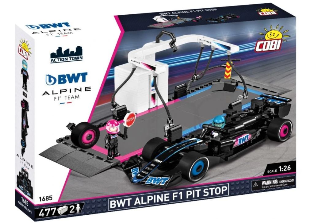 Cobi 1685 BWT Alpine F1 Pit Stop, 477 kostek a 2 figurky