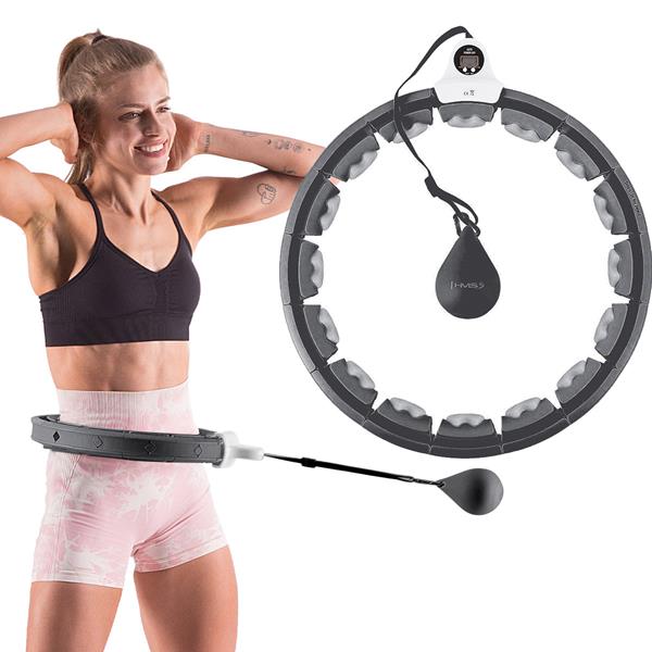 Sada masážní hula hoop HMS HHW06 se závažím a počítadlem, zeštíhlující pás, černá