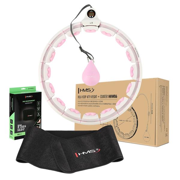 Sada masážní hula hoop HMS HHW06 se závažím a počítadlem, zeštíhlující pás, růžová