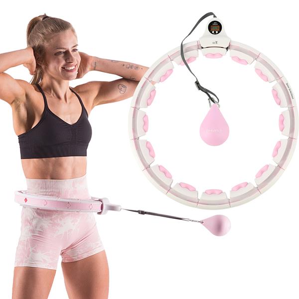 Sada masážní hula hoop HMS HHW06 se závažím a počítadlem, zeštíhlující pás, růžová