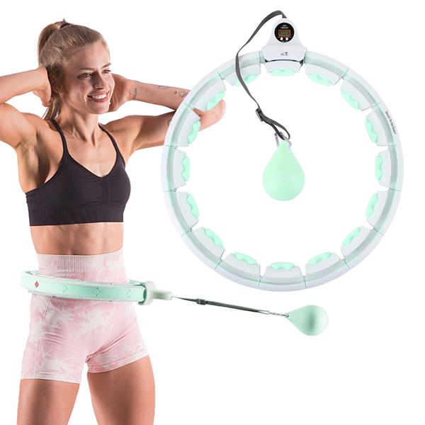 Sada masážní hula hoop HMS HHW06 se závažím a počítadlem, zeštíhlující pás, zelená