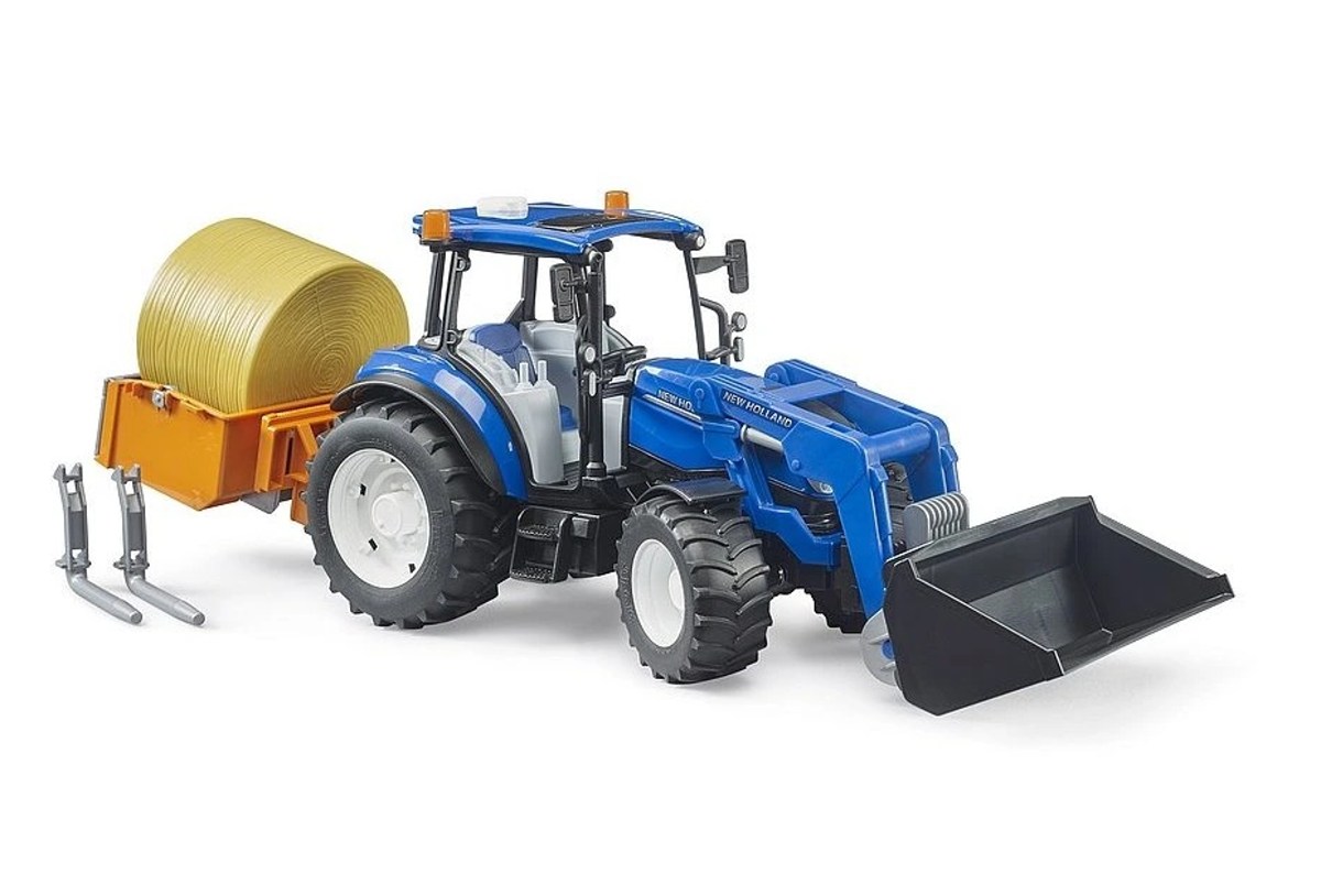Bruder 2187 Traktor New Holland T5.120 s čelním nakladačem, korbou, vidlemi
