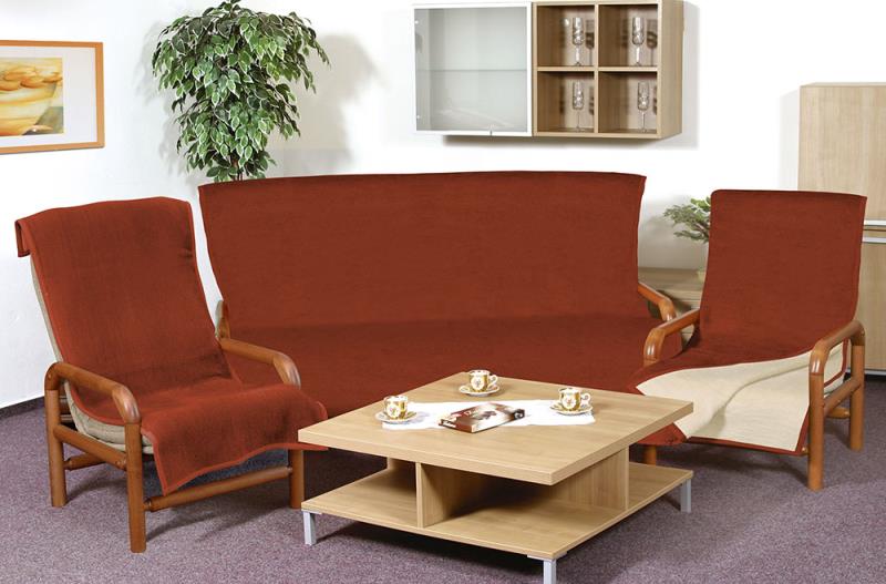 Bellatex Souprava KIRA PLUS 3+1+1 Terra/světle béžová - 1x 150x200+2x 65x150 cm