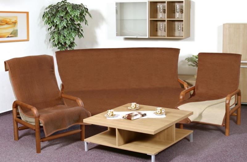 Bellatex Souprava KIRA PLUS 3+1+1 Hnědá/světle béžová - 1x 150x200+2x 65x150 cm