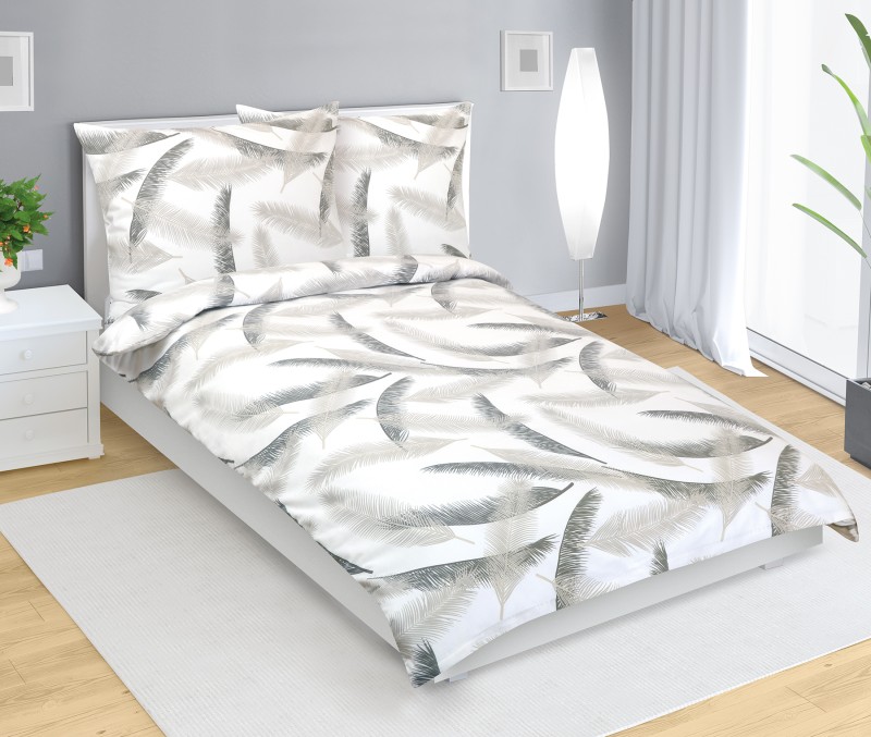 Bellatex Povlečení flanelové, Pírka šedá - 140x200, 70x90 cm