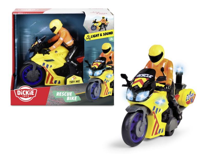 Dickie Toys Záchranářská motorka s jezdcem, 17cm