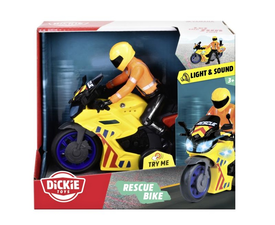 Dickie Toys Záchranářská motorka s jezdcem, 17cm