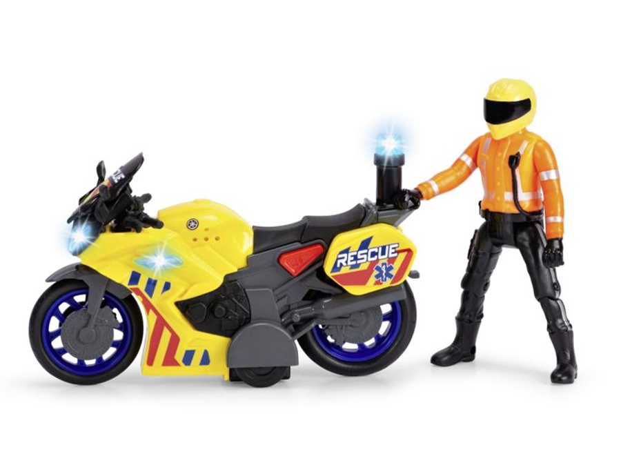 Dickie Toys Záchranářská motorka s jezdcem, 17cm