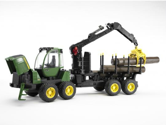 Bruder 2133 lesní traktor John Deere 1210E s nakládacím ramenem