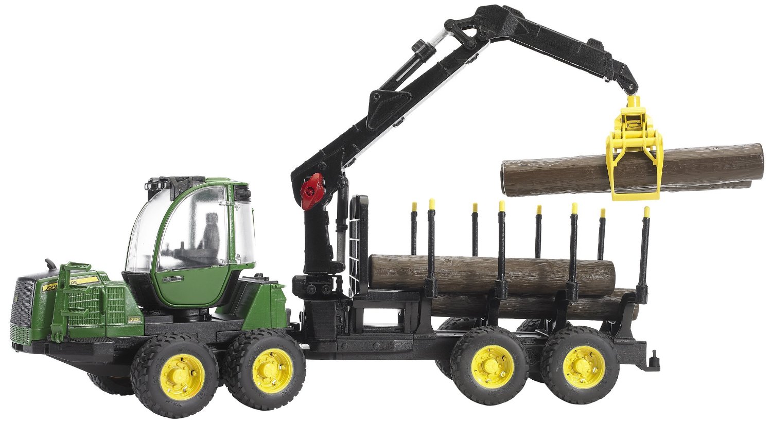 Bruder 2133 lesní traktor John Deere 1210E s nakládacím ramenem