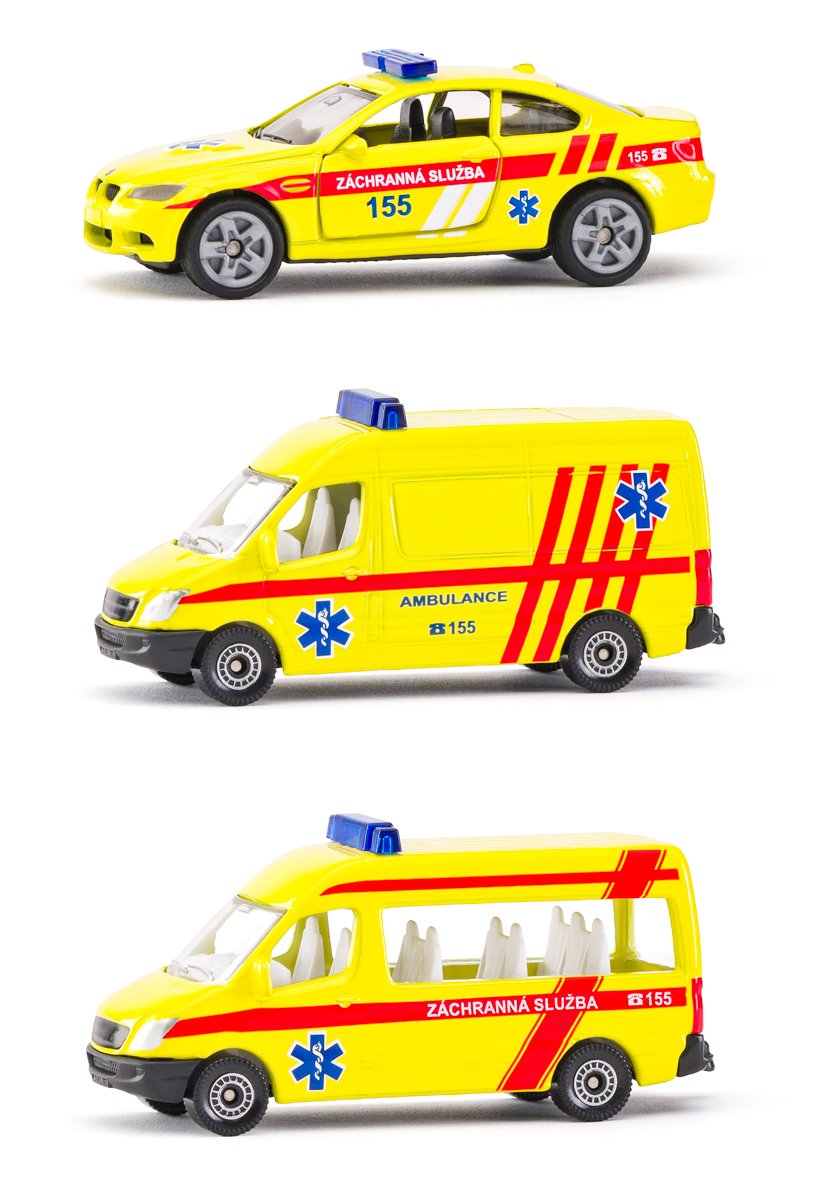 Siku set ambulance, sada 3 aut, česká verze