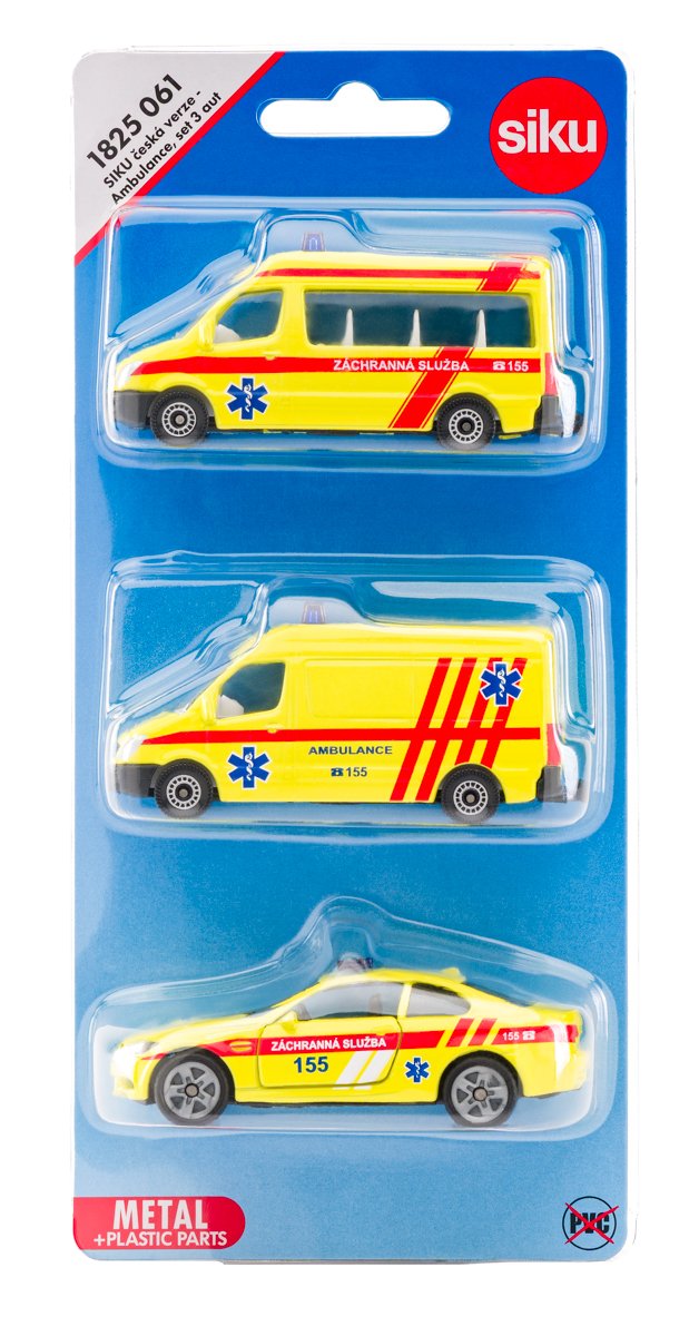 Siku set ambulance, sada 3 aut, česká verze