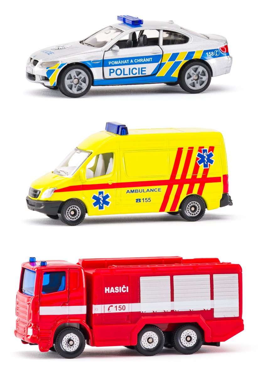 Siku set mix policie, hasiči, ambulance, česká verze