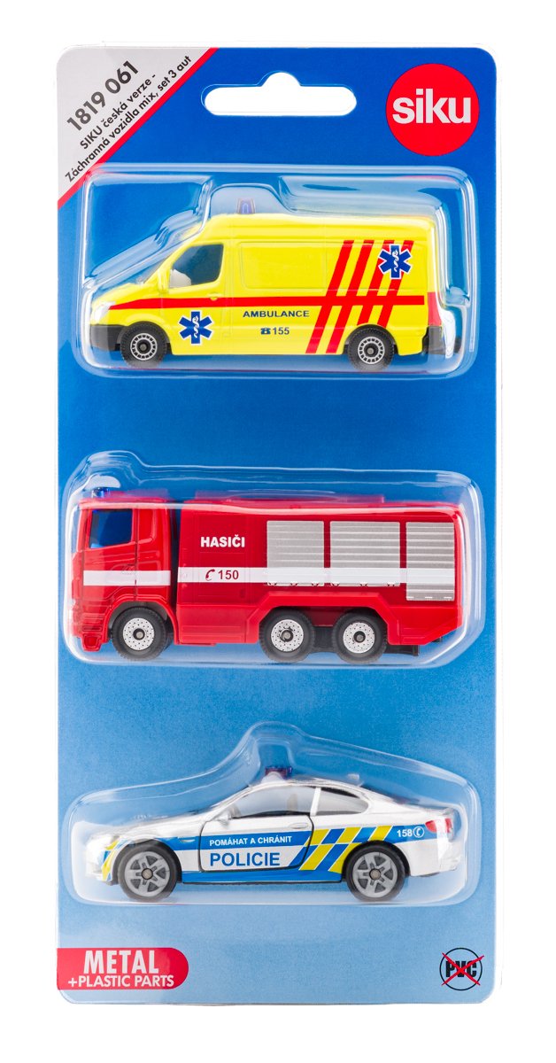 Siku set mix policie, hasiči, ambulance, česká verze