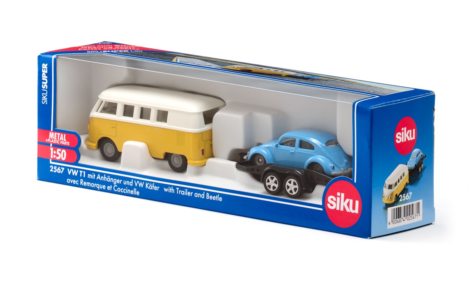 Siku set Volkswagen T1 Samba s přívěsem a Volkswagen Brouk 1:50