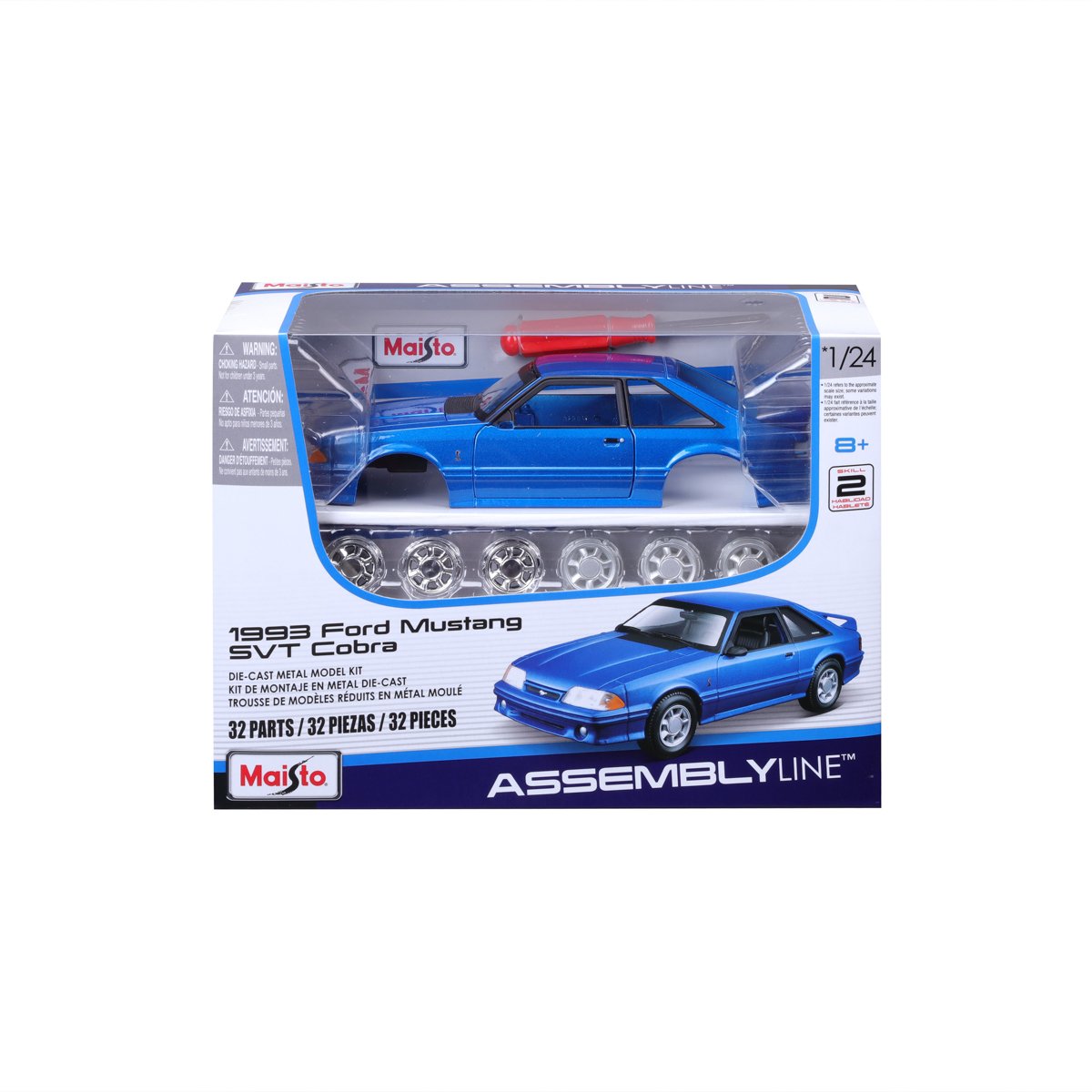 Maisto Stavebnice auta 1993 Ford Mustang SVT Cobra, metal modrá, 1:24