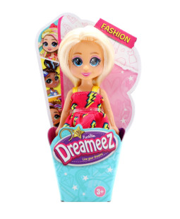 Dreameez mini panenka v kornoutku, blondýna s růžovými šaty