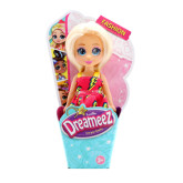 Dreameez mini panenka v kornoutku, blondýna s růžovými šaty
