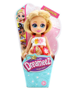 Dreameez mini panenka v kornoutku, blondýna s květovanými šaty